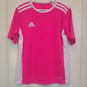 Pink white short sleeve top Size Small white side panels AEROREADY By ADIDAS
